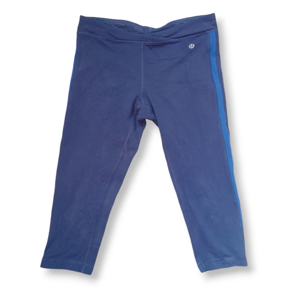 LULULEMON‎ - Blue Striped Cropped Capri Yoga Leggings / Tights Size 2